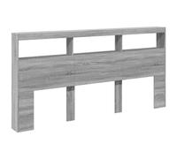 vidaXL Armoire Tête de Lit avec LED, Tête de Lit avec Compartiment, Meuble de Rangement Chambre à Coucher, Accessoire de Lit, Sonoma Gris 200x17x102 cm