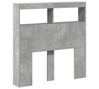 vidaXL Armoire Tête de Lit avec LED, Tête de Lit avec Compartiment, Meuble de Rangement Chambre à Coucher, Accessoire de Lit, Gris Béton 100x17x102 cm