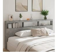 Vidaxl Armoire Tête De Lit Avec Led Gris Béton 220x17x102 Cm Gris