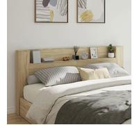vidaXL Tête de lit LED avec étagères Chêne Sonoma 220x16,5x103,5 cm