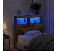 vidaXL Tête de lit LED 100x17x102 cm Bois d'ingénierie vieux bois avec étagère et USB