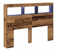 vidaXL Armoire tête de lit avec LED Vieux Bois 140x17x102 cm, tête de lit, tête de lit à LED, Armoire de Chambre à Coucher, Armoire de tête de lit