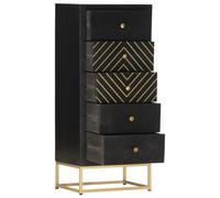 vidaXL Armoire ¿¿ tiroirs Noir et dor¿¿ 45x30x105 cm Bois de manguier