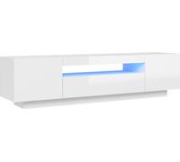 vidaXL Armoire TV avec lampes LED blanc brillant 160x35x40 cm
