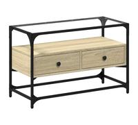 vidaXL Armoire TV avec plateau en verre Chêne Sonoma 80x35x51cm Bois composite