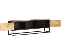 vidaXL Armoire TV avec porte sculptée 130x30x40 cm Bois de manguier rugueux