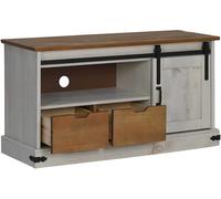 vidaXL Armoire TV HALDEN avec porte coulissante blanche 110x40x60 cm bois massif