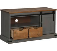 vidaXL Armoire TV HALDEN avec porte coulissante Gris 110x40x60 cm Bois massif