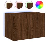Meuble TV mural - VIDAXL - Chêne marron - 60x35x41 cm - Lumières LED RVB - 2 compartiments