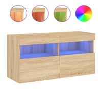 vidaXL Armoire TV murale avec lampes LED Chêne Sonoma 80x30x40 cm