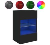 vidaXL Armoire TV murale avec lampes LED Noir 40x30x60,5 cm