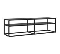vidaXL Meuble TV Armoire Basse Centre de Divertissement Meuble Stéréo Salon Salle de Séjour Maison Intérieur Noir 140x40x40,5 cm Verre Trempé