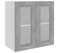vidaXL Armoire Suspendue Verre Placard Armoire de Rangement Murale Meubles de Cuisine avec 2 Etagères Maison Intérieur Gris Béton 60x31x60 cm Aggloméré
