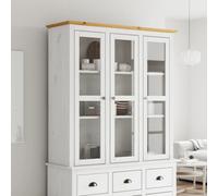 vidaXL Armoire vitrine avec portes vitrées BODO blanc et marron bois de pin