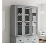 vidaXL Armoire vitrine avec portes vitrées BODO Gris Pin massif
