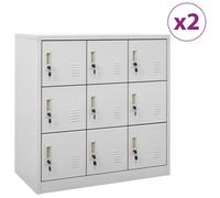Vidaxl Armoires À Casiers 2 Pcs Gris Clair 90x45x92,5 Cm Acier Multicolore