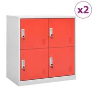Vidaxl Armoires À Casiers 2 Pcs Gris Clair Et Rouge 90x45x92,5cm Acier Multicolore
