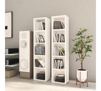 vidaXL Armoires à CD 2 pcs Blanc brillant 21x16x93,5 cm