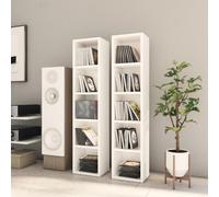 Vidaxl Armoires À Cd 2 Pcs Blanc Brillant 21x16x93,5 Cm Multicolore