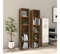 Vidaxl Armoires À Cd 2 Pcs Chêne Fumé 21x16x93,5 Cm Bois D'ingénierie