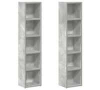 vidaXL Armoires à CD 2 pcs, Meuble de Rangement avec Compartiment, Armoire de Bureau Chambre Maison Intérieur, Gris Béton Bois d’Ingénierie