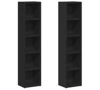 Vidaxl Armoires À Cd 2 Pcs Noir 21x16x93,5 Cm Aggloméré