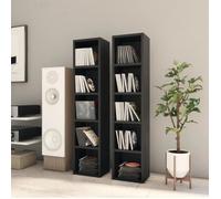 vidaXL Armoires à CD 2 pcs Noir 21x16x93,5 cm Aggloméré