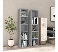 vidaXL Lot de 2 armoires à CD / étagères de rangement Sonoma Gris 21×16×93,5 cm Bois d'ingénierie
