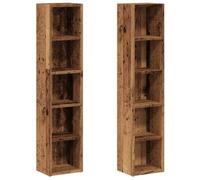 vidaXL Armoires à CD 2 pcs vieux bois en bois d'ingénierie 21×16×93,5 cm Multicolore