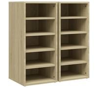 Vidaxl Armoires À Chaussures 2 Pcs Chêne Sonoma 31,5x35x70cm Aggloméré Multicolore