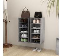 Vidaxl Armoires À Chaussures 2 Pcs Gris Béton 31,5x35x70 Cm Aggloméré Multicolore