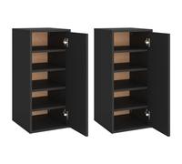 vidaXL Armoires à chaussures 2 pcs. noir 32x35x70 cm Bois composite