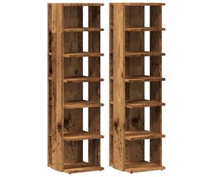vidaXL Armoires à Chaussures 2 pcs Vieux Bois Bois d'ingénierie, Armoire de Rangement de Chaussures, Support à Chaussures, unité de Rangement de Chaussures