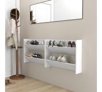 vidaXL Armoires à chaussures murales 2 pcs Blanc 80x18x60 cm Aggloméré