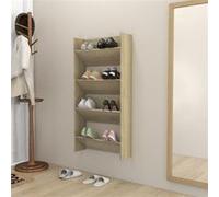 vidaXL Armoires à chaussures murales 2 pcs Chêne Sonoma 60x18x60 cm Brun G