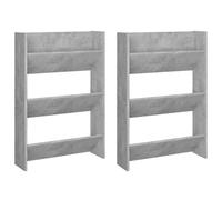 Vidaxl Armoires à Chaussures Murales 2 Pcs Gris Béton 60x18x90 Cm