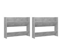 Vidaxl Armoires À Chaussures Murales 2 Pcs Gris Béton 80x18x60 Cm Gris