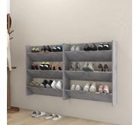 Vidaxl Armoires À Chaussures Murales 2 Pcs Gris Béton 80x18x90 Cm Gris