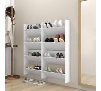 Vidaxl Armoires À Chaussures Murales 4 Pcs Blanc 60x18x60 Cm Aggloméré Blanc