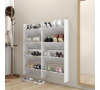 Vidaxl Armoires À Chaussures Murales 4 Pcs Blanc Brillant 60x18x60 Cm Blanc