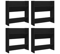 vidaXL Armoires à Chaussures Murales 4 pcs, Étagères à Chaussures Suspendues, Meubles de Rangement Salon, Scandinave, Noir Bois d'Ingénierie