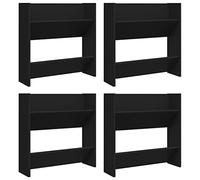 vidaXL Armoires à Chaussures Murales 4 pcs, Étagères à Chaussures Suspendues, Meubles de Rangement Salon, Scandinave, Noir Bois d'Ingénierie