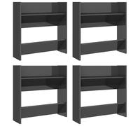 Wandschoenenkasten 4 st 60x18x60 cm hout hoogglans grijs806740