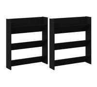 vidaXL Armoires à chaussures murales en chêne noir - Lot de 2, 80x18x90 cm, en bois d'ingénierie