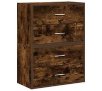 vidaXL Armoires avec 2 tiroirs 2 pcs chêne fumé Bois d'ingénierie, Armoire de Rangement, Buffet, Armoire Buffet, Armoire d'exposition