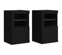 vidaXL Armoires d'appoint avec lampes LED 2 pcs. noir bois composite
