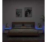 Vidaxl Armoires De Chevet Avec Lumières Led 2 Pcs Blanc 40x39x48,5 Cm Multicolore