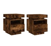 Vidaxl Armoires De Chevet Avec Lumières Led 2 Pcs Chêne Fumé