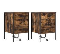 Vidaxl Armoires De Chevet Avec Tiroir 2 Pcs Chêne Fumé 42 X 41 X 61 Cm