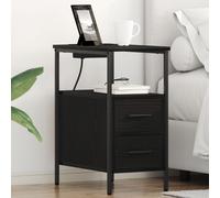 Vidaxl Armoires De Chevet Avec Tiroir 2 Pcs Chêne Noir 30 X 48 X 61 Cm